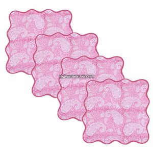 Dinner Scallop Napkins <b>Wood</b> <b>Block</b> Print Customizable Square Embroidered Scallops Mix Match Indian Floral Hand <b>Block</b> Printed - Product Image 3