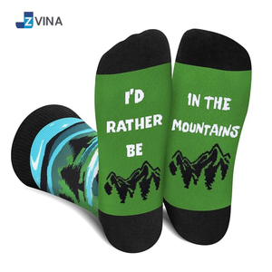 Custom Mountain Hiking Winter Crew <b>Socks</b> Men Cotton Letter Pattern Breathable Daily Use Knitted Logo Funny Saying Standard - Product Image 3