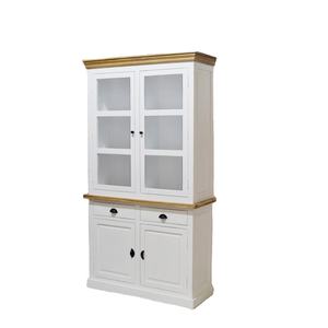 Gabinete Vaisselier de madera de Color blanco tradicional europeo, cajón de almacenamiento de cocina, exhibición de puerta de vidrio para sala de estar, oficina, hogar - Product Image 3