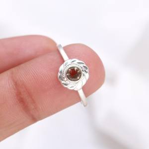 Quartz fumé naturel Art Déco en argent sterling 925 de haute qualité certifié IGI, minimaliste, élégant, délicat, pierre brune pour femme - Product Image 3