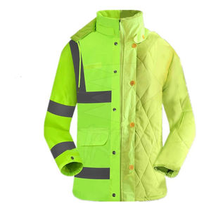 Vestes en polyester imperméables à haute visibilité personnalisées pour l'hiver avec bandes réfléchissantes pour vêtements de travail de sécurité - Product Image 2