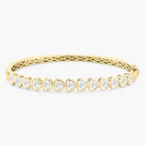 Bracelets joncs en diamant pour femme, à porter au quotidien, empilables, bijoux fins minimalistes, sertissage clos, taille cœur, diamants de laboratoire, or massif 14k 18k - Product Image 1