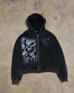 Ensemble jogging deux pièces personnalisé avec logo vieilli, sérigraphie DTG, délavé à l'acide, vintage, pantalon évasé et sweat à capuche pour homme - Product Image 2