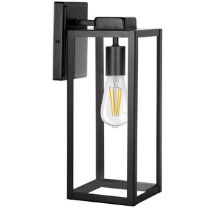 Modern Black Metal Outdoor Wall Lantern <b>Light</b> Fixture Industrial Farmhouse Wall <b>Sconce</b> Open Frame Exterior Porch <b>Light</b> - Product Image 1