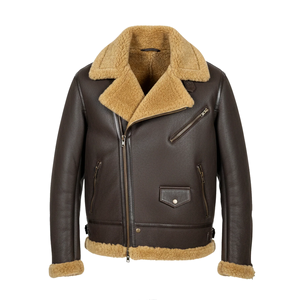 Premium Genuine Leather <b>Shearling</b> Winter <b>Jacket</b> <b>Men</b> Soft Fur Aviator Coat Warm Durable Fashion Biker Outerwear Style - Product Image 1