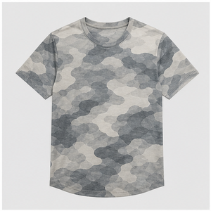 เสื้อยืดคอกลมแขนสั้นลายพรางสีเทาหมอกแบบกำหนดเองสำหรับผู้ชาย รุ่น MTS-CAMO-0027 - Product Image 1