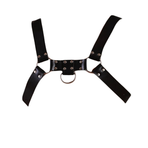 สายรัดหนังสีดำพร้อมห่วงเหล็กและสายรัดปรับได้สำหรับใส่ไปคลับ - Product Image 2