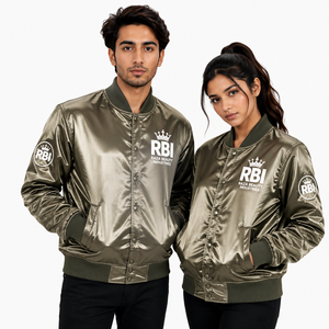 Patchs brodés personnalisés, broderie vintage 3D, veste varsity en satin, haute qualité, 100% polyester, séchage rapide, personnalisable pour homme - Product Image 1