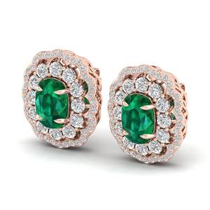 REYES Pendientes de Oro Sólido de 14K de Lujo con Moissanita y Cierre de Rosca, Corte Cojín, Gema Esmeralda de 10Ct, Joyería Fina para Mujer - Product Image 4