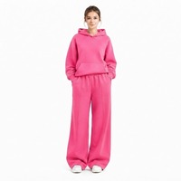 Ensemble jogging deux pièces en polaire pour femme, hiver, sweat à capuche oversize et pantalon de survêtement ample à jambes larges, 100% coton anti-plis