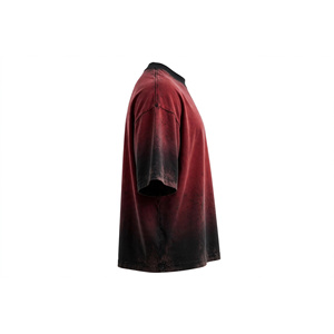 T-shirt pour homme à manches raglan surdimensionnées 100% coton - Bordeaux vin, noir, dégradé ombré, 220g - Product Image 5
