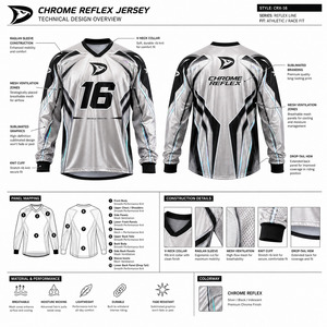 Custom <b>Reflective</b> Motocross Jersey OEM Y2K MX Racing Shirt Silver Chrome Polyester Micro Mesh Dirt Bike Jersey for Men - Product Image 5