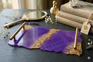 Personaliza tu Bandeja de Resina Hecha a Mano en tu Color Favorito, Tabla de Servir con Geoda de Amatista, Decoración Moderna para el Hogar, Perfecta para Bodas - Product Image 6
