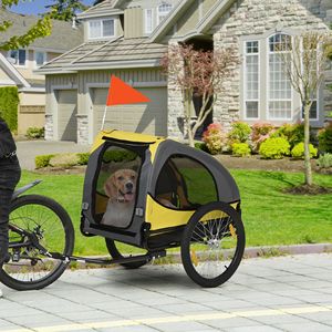 Rimorchio per Bicicletta per Cani di Taglia Media Giallo Vivace con Ruote a Sgancio Rapido e Riflettori per Sicurezza e Bandiera - Product Image 2