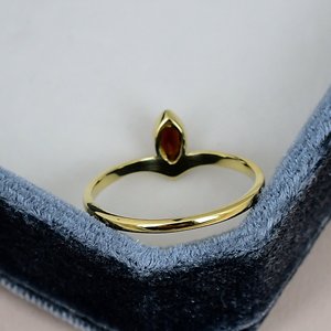 Solid 925 Sterling <b>Silver</b> <b>Garnet</b> <b>Ring</b> Gold Plated Solitaire Band Marquise Gemstone <b>Ring</b> Bezel Setting Women Anniversary <b>Ring</b> - Product Image 4