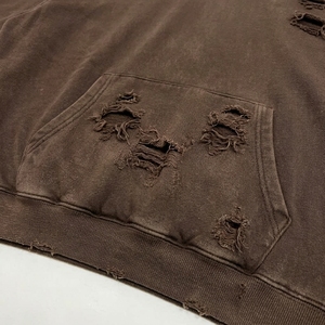 Sudadera con Capucha Unisex Oversize Ecológica Cortavientos Antipilling Transpirable 100% Algodón French Terry Lavado Desgastado con Bolsillo Estilo Vintage - Product Image 5
