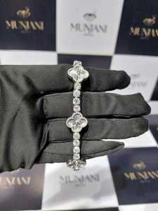 Pulsera de Plata de Ley 925 con Dijes de Corazón de Moissanita, Pulsera de Eslabones de Corazón con Incrustaciones de Diamantes para Mujer, Pasa el Test de Diamantes - Product Image 1