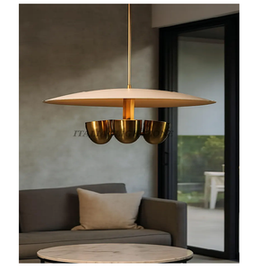 Lustre Sputnik moderne du milieu du siècle, en laiton brut, 4 lumières, suspension artisanale en laiton italien, luminaire de plafond pour salle à manger - Product Image 1