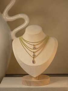 จี้เพชรทรงหยดน้ำ 2 กะรัต เพาะเลี้ยงในห้องปฏิบัติการ พร้อมสร้อยคอทอง 14K ชุบทอง ประดับเพชรเม็ดเดี่ยวทรงหยดน้ำ ความยาว 17 นิ้ว พร้อมสร้อยลูกปัดแบบซ้อนชั้น  IGI - Product Image 3