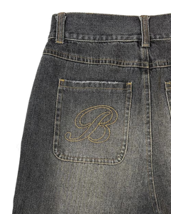 Trendy Men's Denim Jorts Wide Leg Streetwear Jean Shorts OEM Apparel Factory - Product Image 6