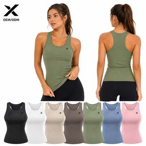 X Women's Solid Color Knitted Tank <b>Tops</b> Breathable Quick Dry Sporty Style O-Neck Regular Length Spandex Cotton Blend Front Logo - Product Image 1