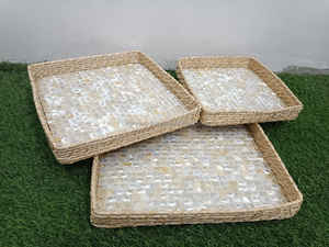 Juego de bandejas de ratán natural asequible con forma redonda de Incrustaciones de nácar hechas a mano, perfectas para el hogar, el hotel y el uso de regalos - Product Image 5