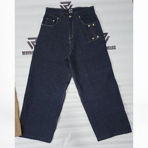 Vaqueros Selvedge Azules con Lavado Ácido, Textura Sólida en Relieve, Peso Medio, Transpirables, Estilo Vintage, Personalizados, para Hombre, Corte Recto, Tejido, para Invierno - Product Image 5