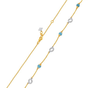 สร้อยคอ Blue Bead Orbit Diamond Station ดีไซน์วงกลมประกายระยิบระยับ - Product Image 3