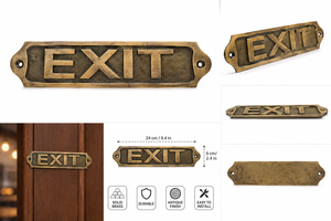 Letrero de Salida Vintage de Latón Macizo, Placa de Salida Antigua Montada en la Pared, Letrero Decorativo de Latón para Puerta, Rústico, para Hotel, Restaurante, Oficina, Hogar - Product Image 4