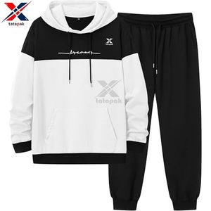 New Brand Hooded Regular Fit Breathable Eco-Friendly Polyester/Cotton Winter Tracksuit <b>2</b> 1 Design High Street Vintage Solid - Product Image 4