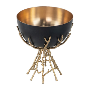Ensemble de bols en métal noir de luxe avec support en forme de branche, élégante coupelle à fruits sur piédestal pour la décoration moderne de la maison et des hôtels - Product Image 4