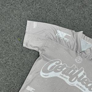 Custom Oversized Mesh Football <b>Jersey</b> Rhinestone Sublimation <b>Sports</b> <b>Jersey</b> V Neck Streetwear Team Uniform Unisex OEM ODM - Product Image 6