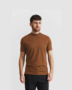 Camiseta de Hombre de Punto 100% Algodón, Color Marrón Caramelo, Manga Corta, Transpirable, Informal, para Uso Diario, Suave - Product Image 1