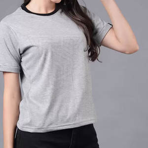 เสื้อยืดคอกลมผ้าฝ้ายผสมใยไผ่สำหรับผู้หญิง สไตล์ลำลองใส่สบาย เหมาะกับฤดูร้อน ดีไซน์เรียบง่าย ระบายอากาศได้ดี ผลิตในประเทศปากีสถาน - Product Image 2