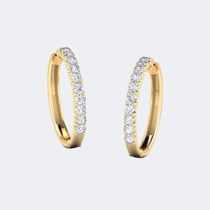 0.35CTW Round Cut Pavé Set Double Row Huggie Hoop Diamond Earrings - Product Image 1