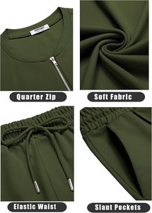 Ensemble court décontracté en polyester tricoté vert pour homme, couleur unie, séchage rapide, tenue d'été, look deux pièces - Product Image 4