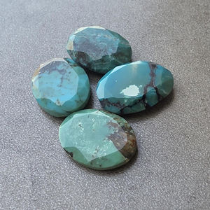 Turquoise tibétaine naturelle ovale facettée, cabochon, pierre précieuse calibrée et polie, fourniture en gros pour la fabrication de bijoux - Product Image 6
