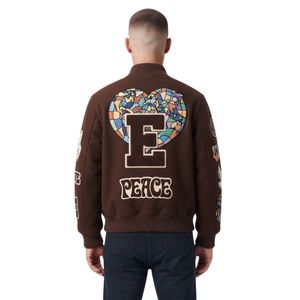 Vestes en laine 100% personnalisées pour hommes, style universitaire, avec patch brodé, motif Downtown Graphic Brown - Product Image 2