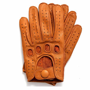 Mitaines en cuir beige à doigts complets, compatibles écran tactile, avec détection de pointe, pour usage quotidien décontracté en hiver et la conduite, paume à grain doux et poignet fendu - Product Image 2
