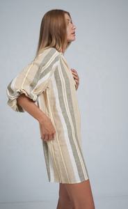 Latest Hot Sale Discharge Printing Single <b>Jersey</b> Empire Midi <b>Dress</b> Olive Mustard Floral Deep <b>V</b> <b>Neck</b> Stand Collar Short Women - Product Image 3