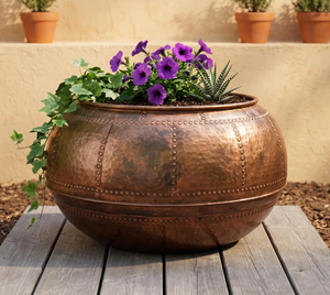 Handmade <b>Copper</b> Tabletop <b>Vase</b> Rustic Design For Home Garden Decor hotel exterior metal planter vendor heritage style metal - Product Image 5