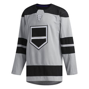 Maillot de hockey sur glace pour homme, gris et noir, en maille respirante, manches longues, fermeture à lacets, col rond, coupe classique, vêtements pour adultes - Product Image 1