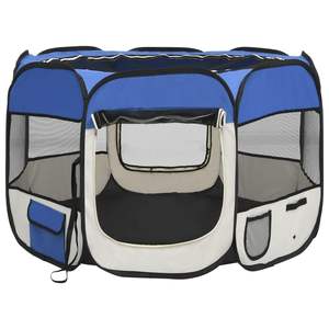 Parc pour chien bleu et crème 35,4 x 35,4 x 22,8 po en polyester et acier, portails et enclos pour animaux de compagnie - Product Image 3