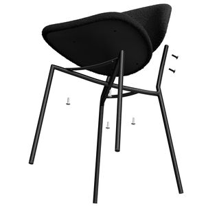 Set di 4 Sedie da Pranzo Moderne Stile Mid-Century Rivestite in Tessuto Bouclé con Schienale Curvo per Sala da Pranzo o Cucina - Product Image 5