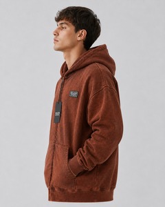 Sweat à capuche délavé pour hommes et garçons, en matière respirante, séchage rapide, personnalisable, épais, vente en gros - Product Image 3