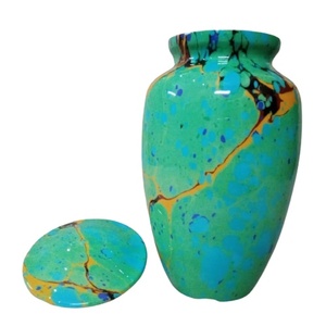 Urna Funeraria para Adultos con Diseño Impreso Creativo en Verde y Amarillo, en Venta a Precio Económico, Nueva Urna Metálica Económica para Cenizas Humanas - Product Image 1