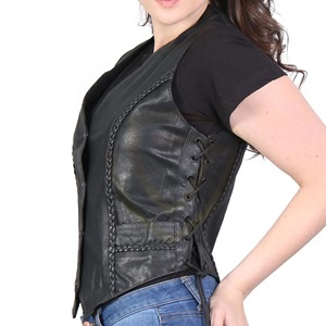 Custom Design Women Leather Vest <b>Motorcycle</b> for Men Fashion Customize Wholesale Solid Color All Size Motorbike Real Leather Vest - Product Image 2