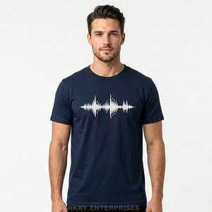 T-shirt personnalisé pour homme, imprimé graphique minimaliste Soundwave, en coton, style streetwear, haut de mode, fabricant en gros - Product Image 1