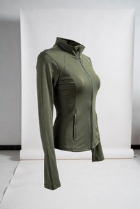 Veste de yoga pour femme à col montant zippé, manches longues, coupe ajustée, séchage rapide, haut de sport anti-humidité pour la course et la gym - Product Image 2