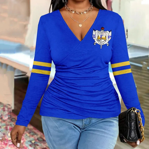 T-shirt rayé ajusté pour sororité, personnalisé, à manches courtes, décontracté, style streetwear, avec imprimé universitaire, OEM ODM - Product Image 1